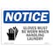 Signmission OSHA Sign, Gloves Must Be Worn When Handling With Symbol, 7in X 5in Decal, 7" W, 5" H, Landscape OS-NS-D-57-L-13116 - alternate 1